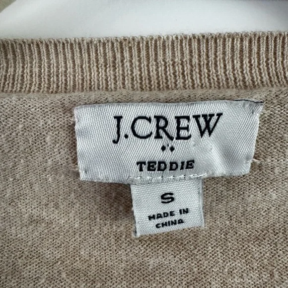 J. Crew Factory Cotton Teddie, heather light khaki, small. Fresh from drycleaner - Picture 7 of 14